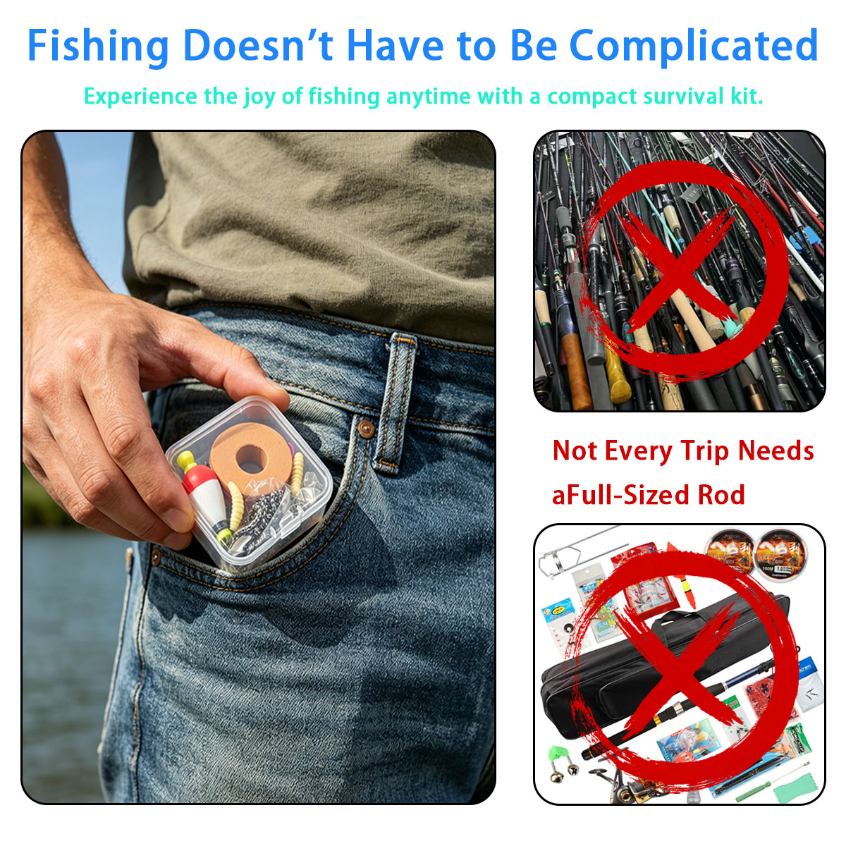 Fishing Hook Box - Портативный набор снаряжения для экстренной рыбалки,