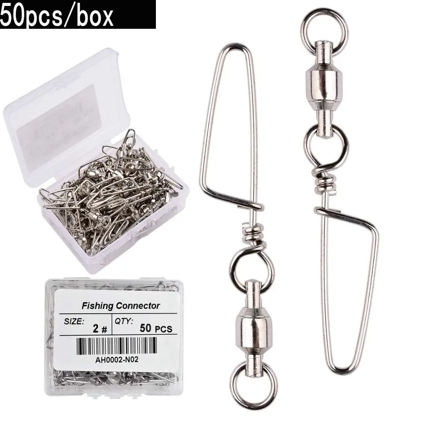 Fishing Hook Box - 50 шт. вертлюг с шарикоподшипником для